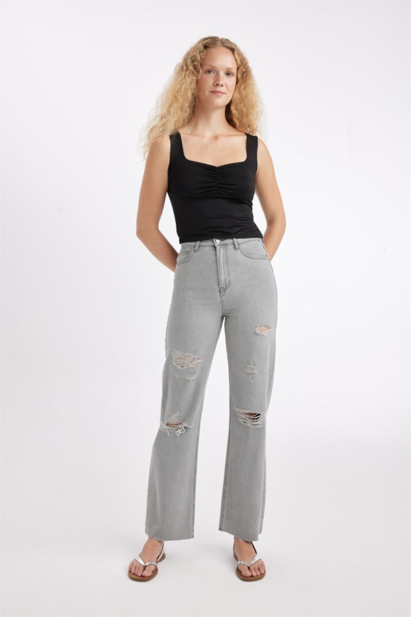 Kadın Siyah Fıtted Kalp Yaka Atlet