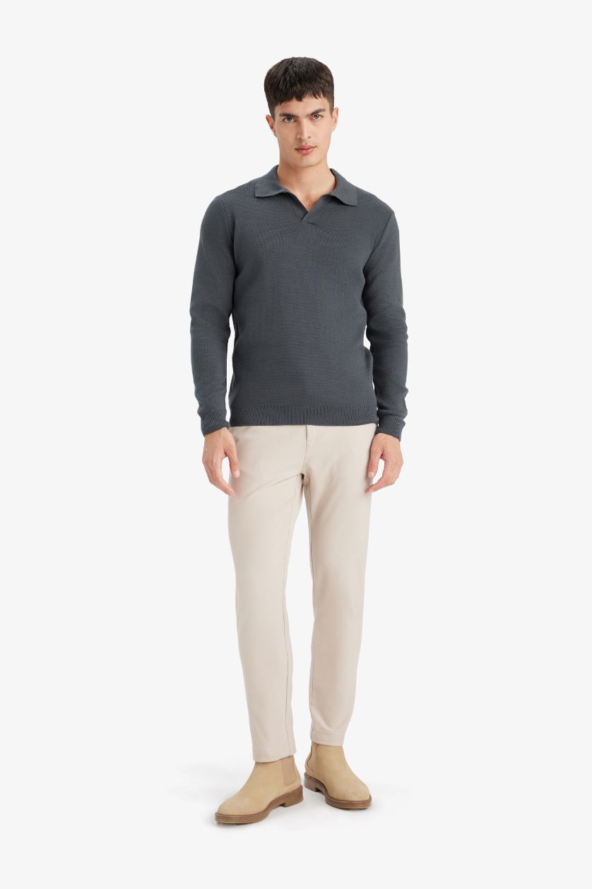 رجال أنثرا بلوز صوف تريكو قصة عادية بياخة بولو