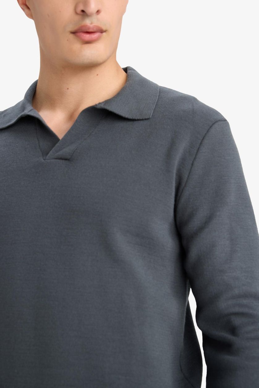 رجال أنثرا بلوز صوف تريكو قصة عادية بياخة بولو