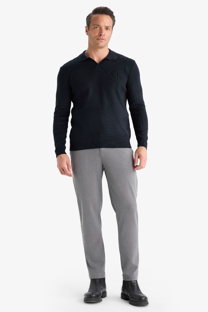 Man NAVY Standard Fit Polo Collar Knitwear Pullover