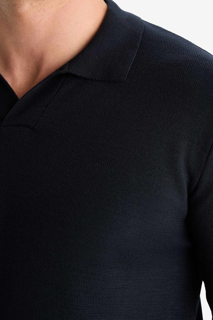 Man NAVY Standard Fit Polo Collar Knitwear Pullover