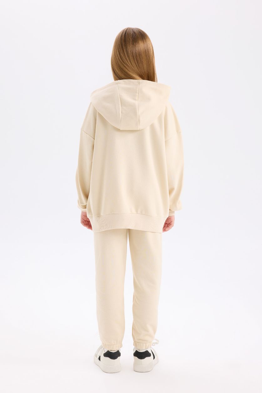 بناتي حجري فاتح طقم بناتي بيج سويت شيرت وسويت بانتس - قطعتين