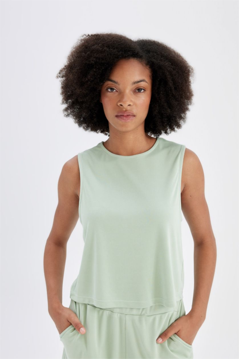 Kadın Mint Standart Fıt Bisiklet Yaka Modal Sporcu Atlet