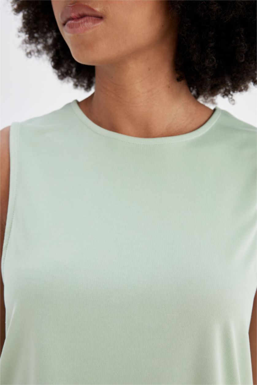 Kadın Mint Standart Fıt Bisiklet Yaka Modal Sporcu Atlet