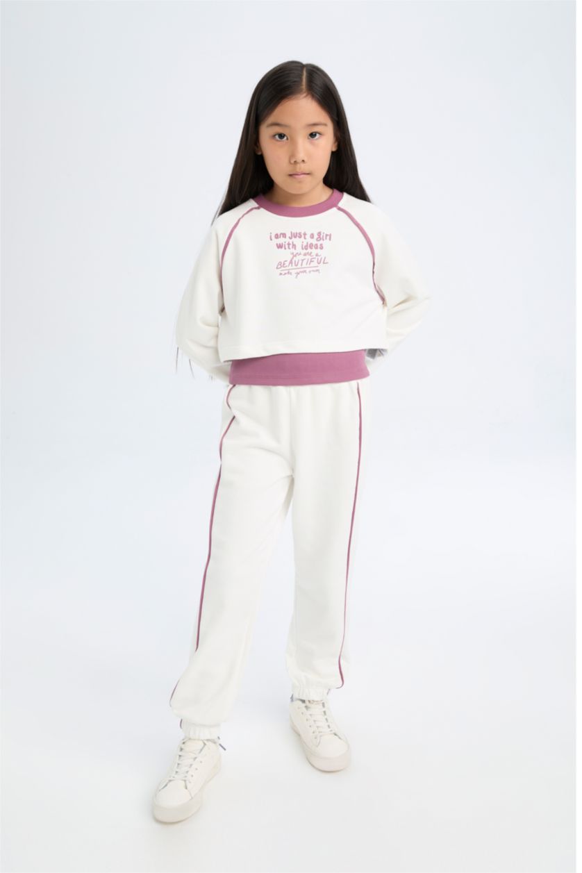 FILLES Blanc Ensemble de Sweat-shirt, débardeur et jogging pour Fille