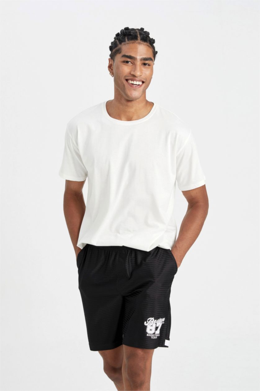 Man Black Slim Fit Short Leg Shorts
