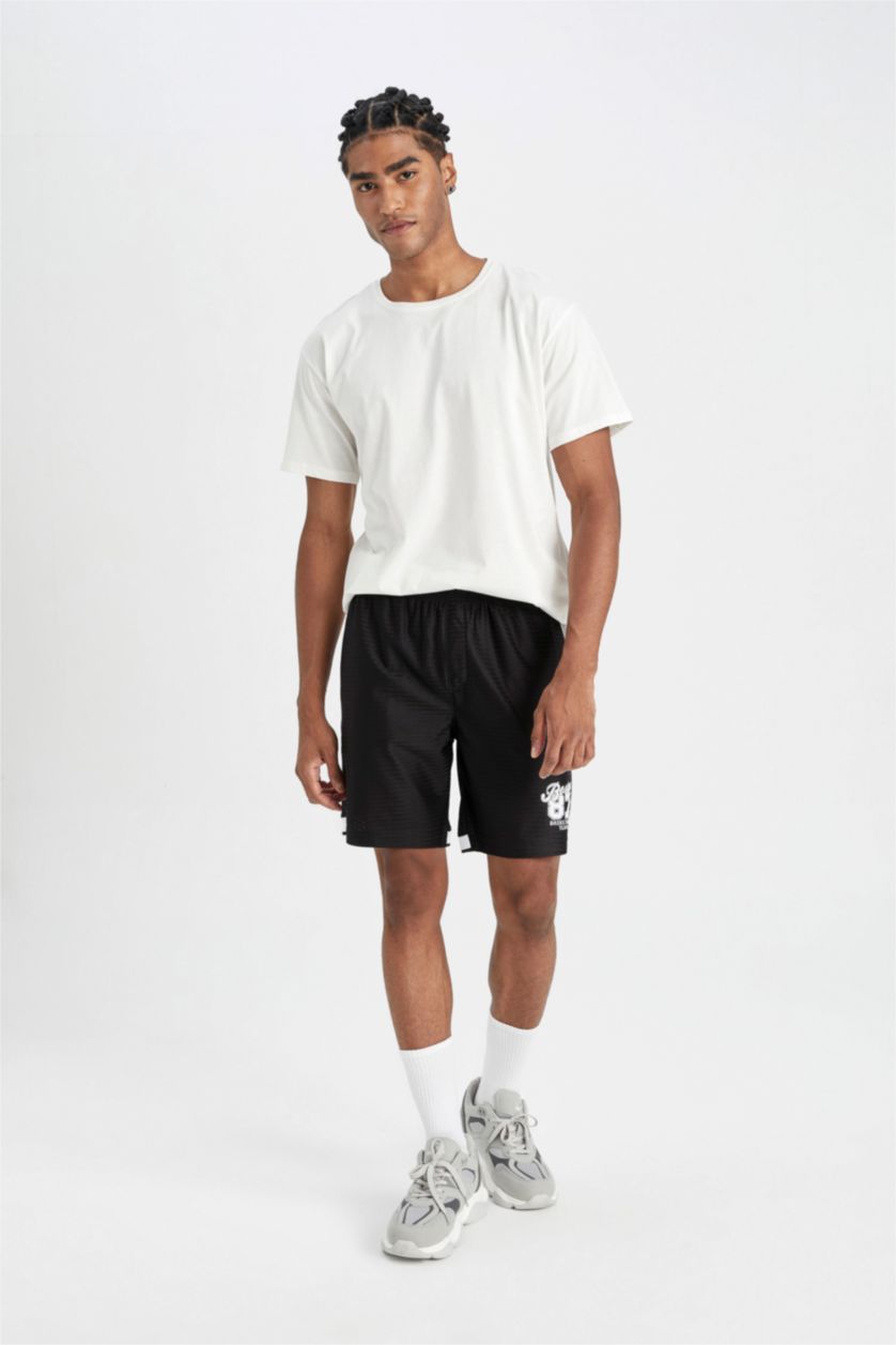 Man Black Slim Fit Short Leg Shorts