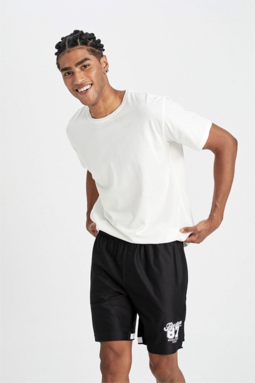 Man Black Slim Fit Short Leg Shorts