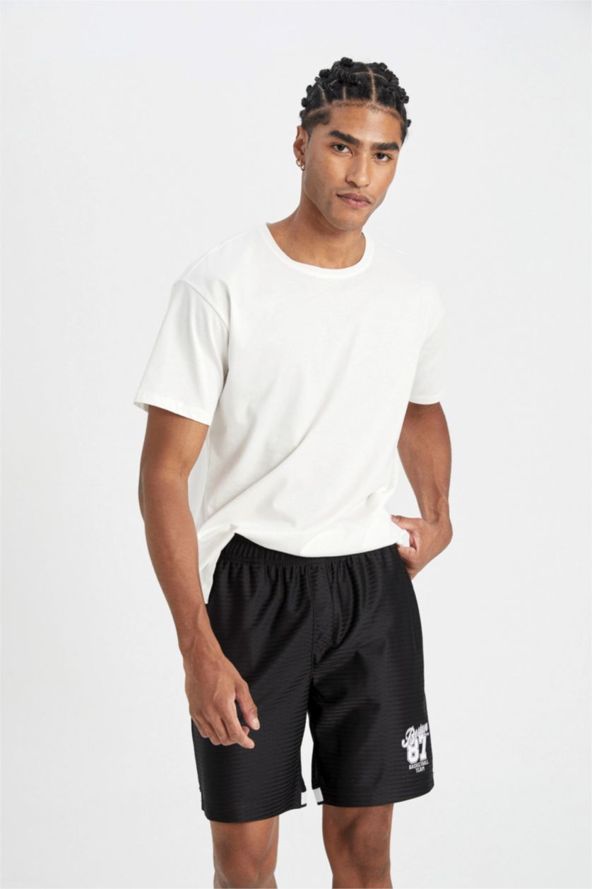 Man Black Slim Fit Short Leg Shorts