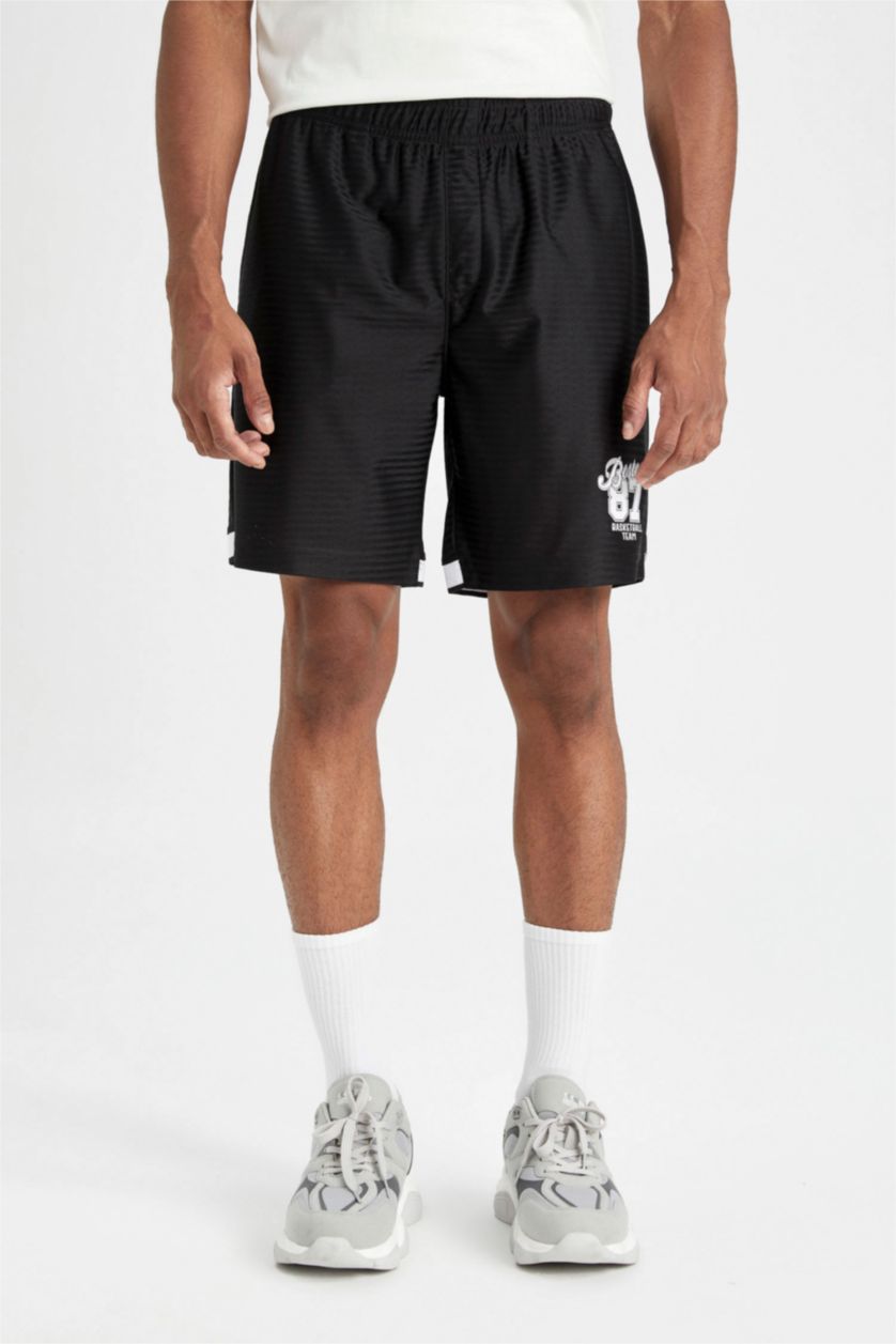 Man Black Slim Fit Short Leg Shorts