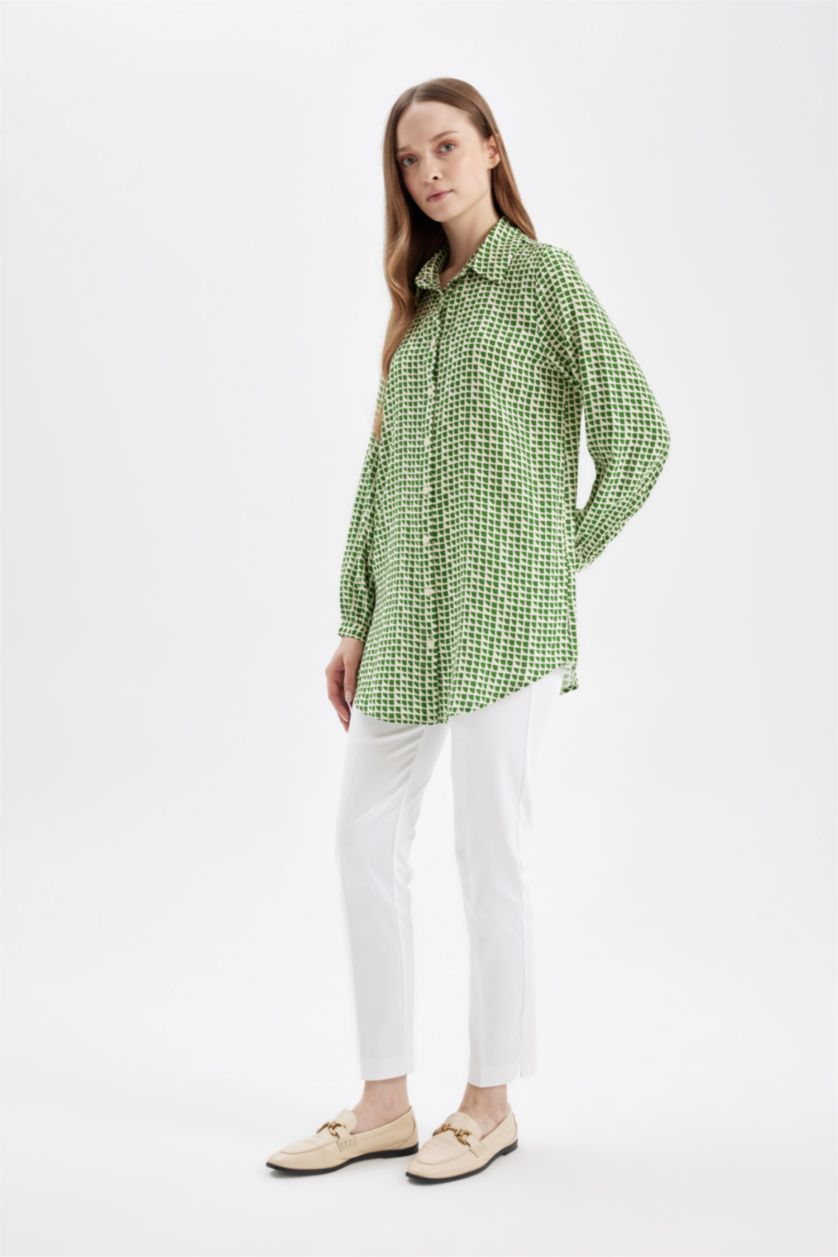 Woman Green Regular Fit Long Sleeve Tunic