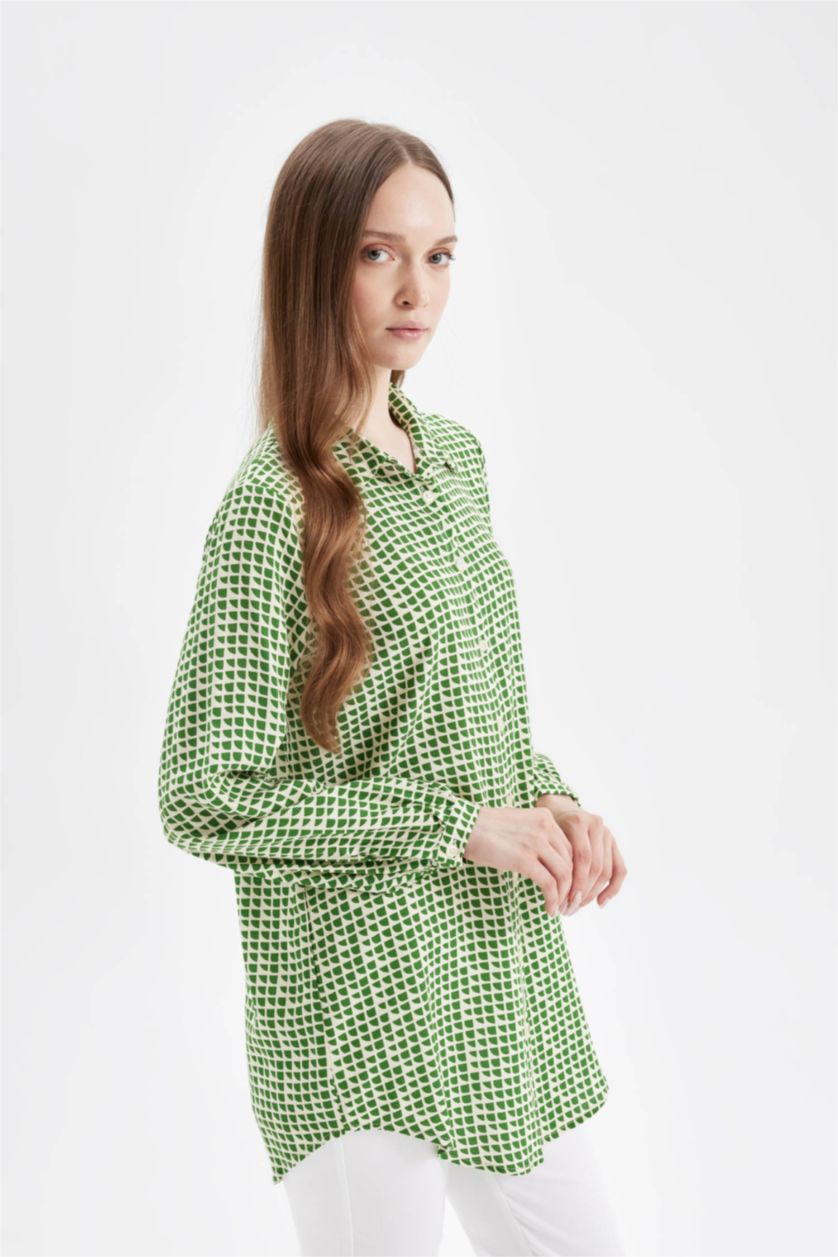 Woman Green Regular Fit Long Sleeve Tunic