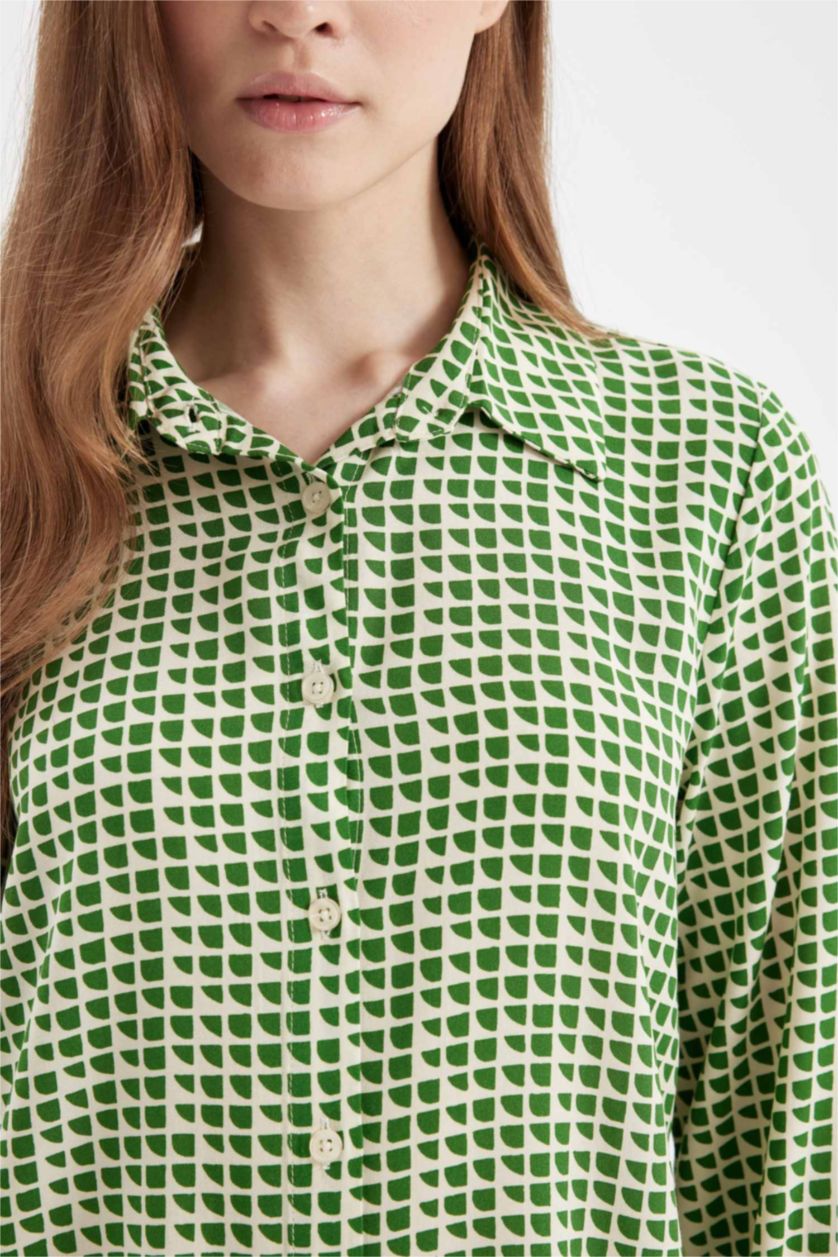 Woman Green Regular Fit Long Sleeve Tunic