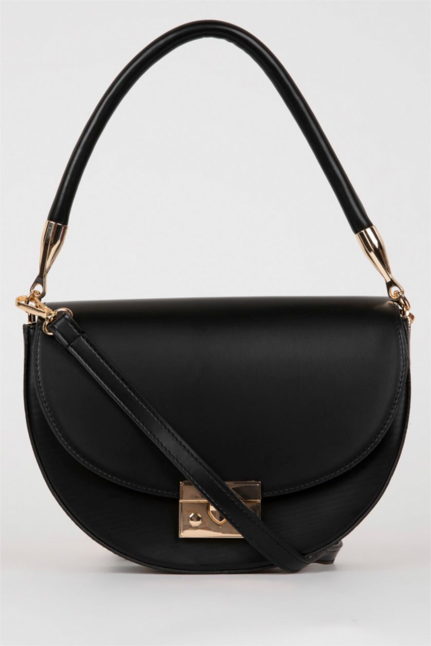 Women Black Faux Leather Hand Bag
