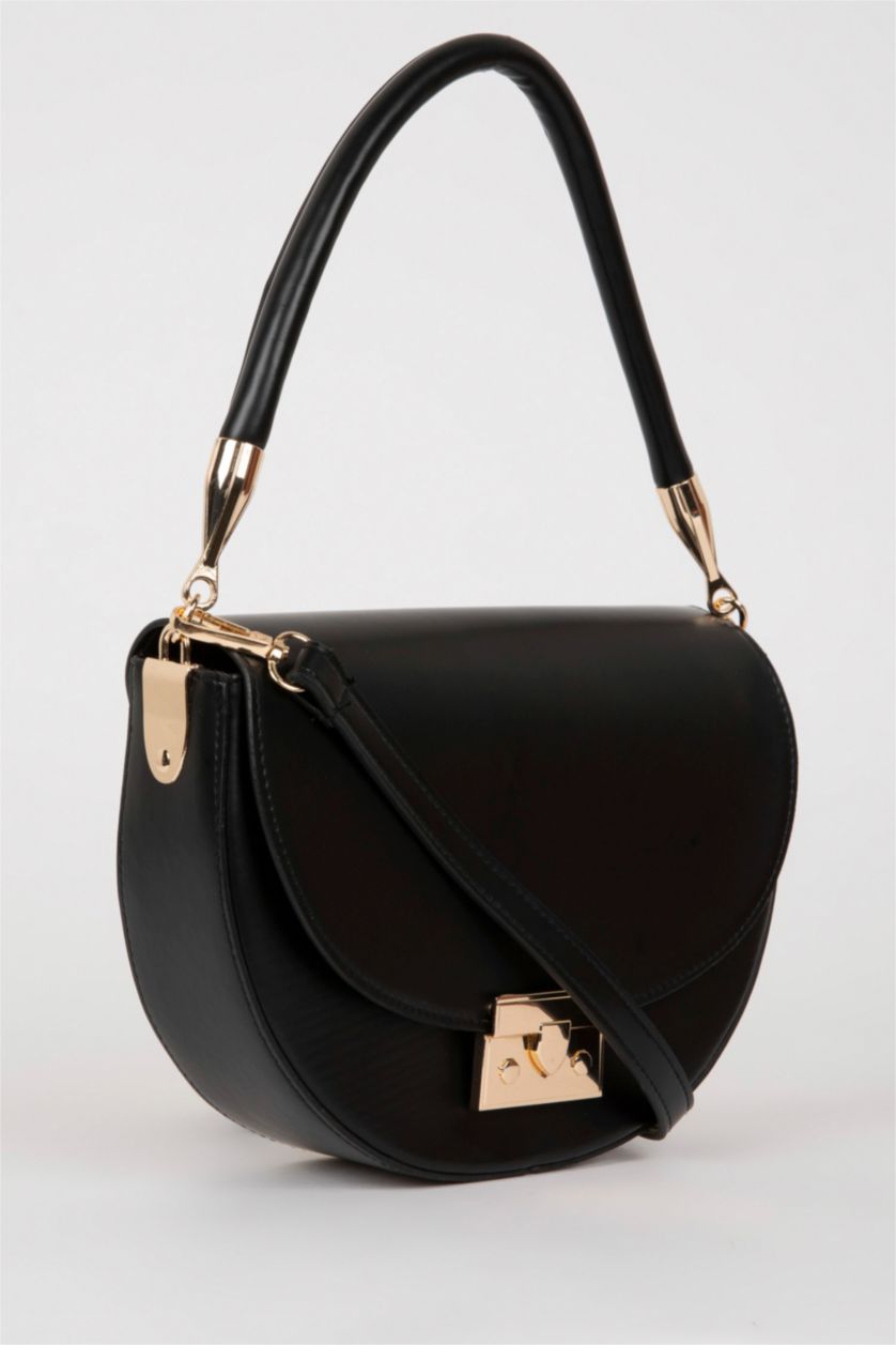 Women Black Faux Leather Hand Bag
