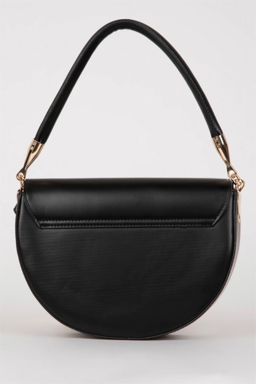 Women Black Faux Leather Hand Bag