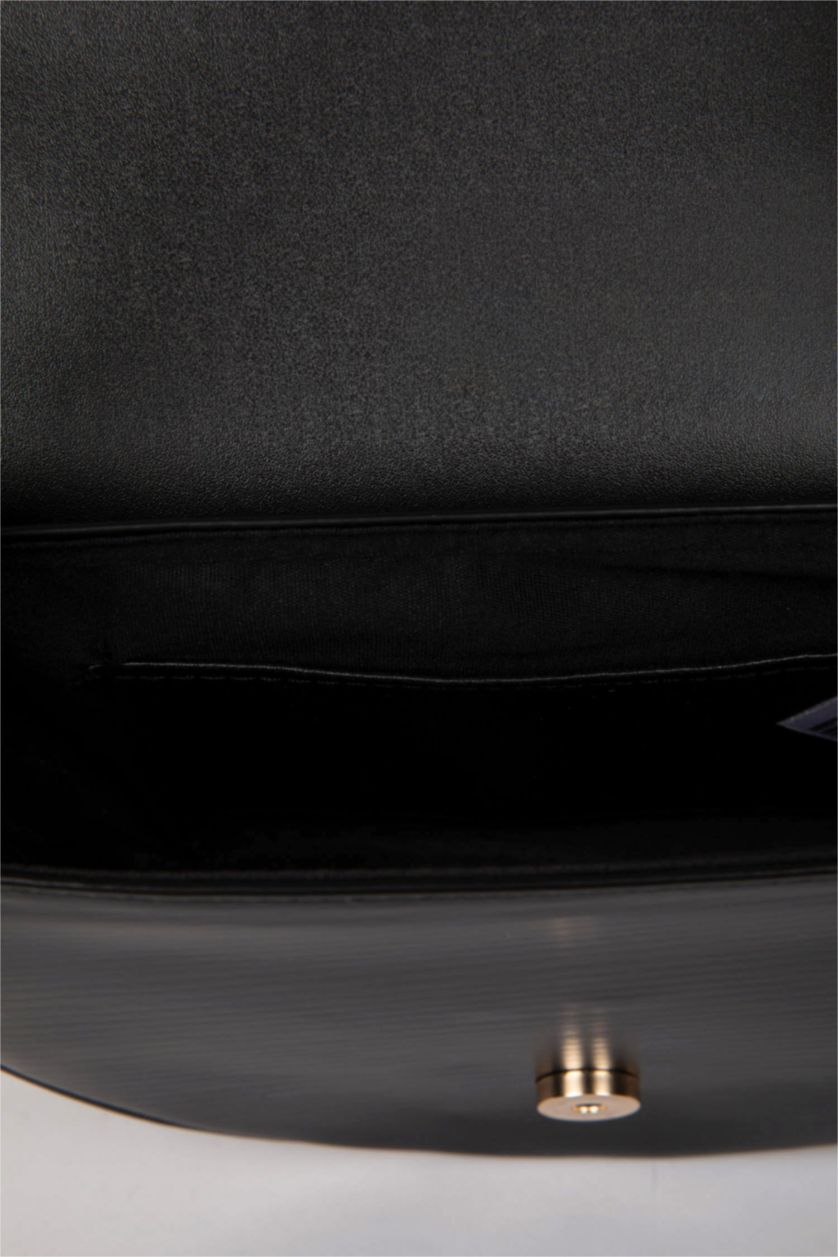 Women Black Faux Leather Hand Bag