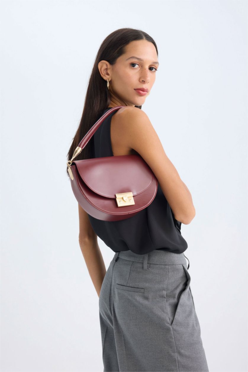 Kadın Bordo Suni Deri El Çantası