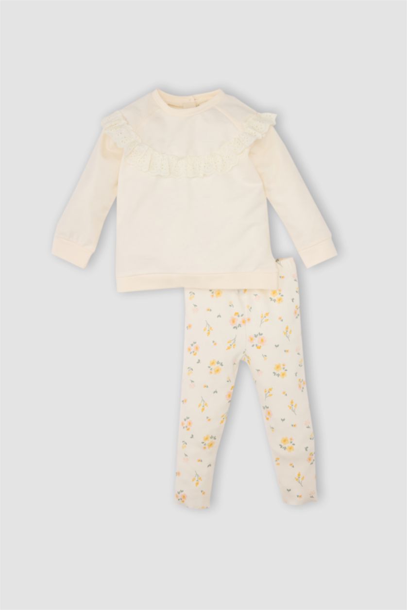 BABY GIRL White Girl Sweatshirt Floral Pants 2 Piece Set