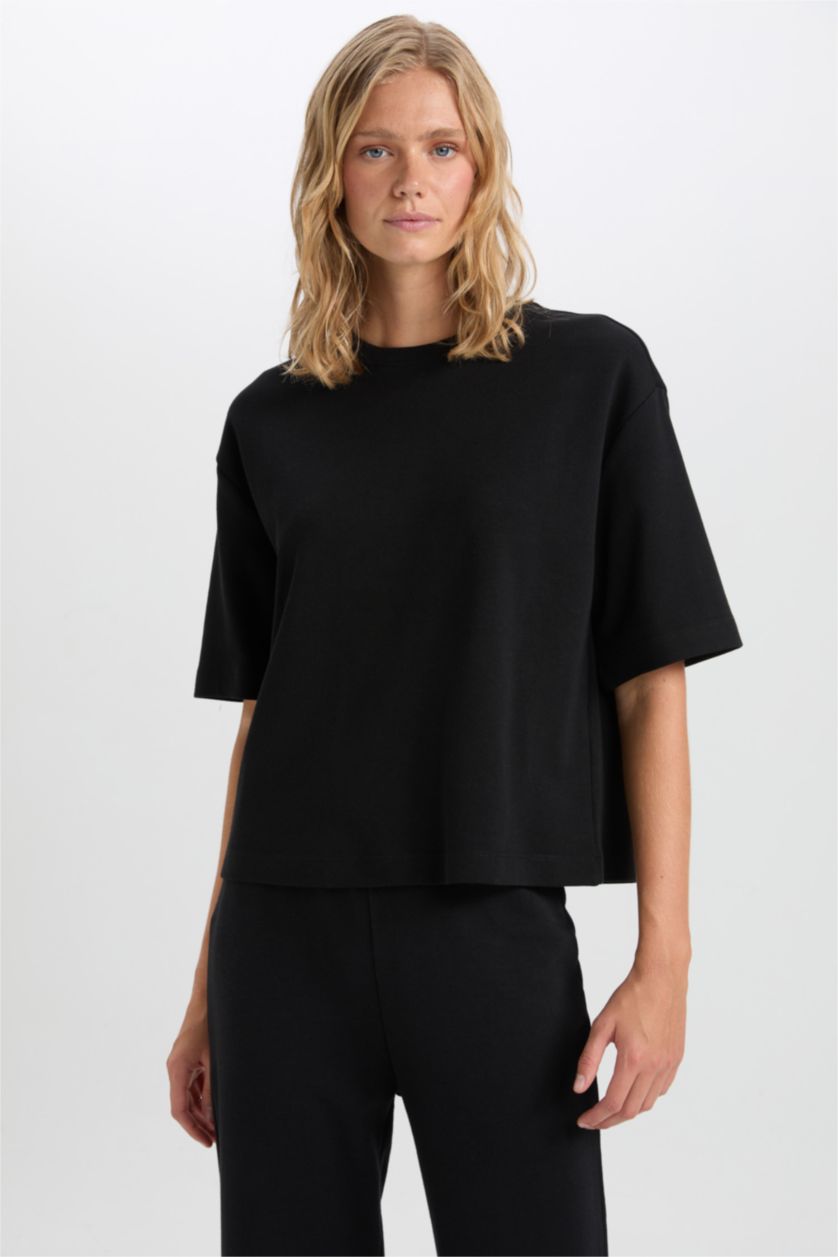 WOMAN Black Relax Fit Short Sleeve T-Shirt