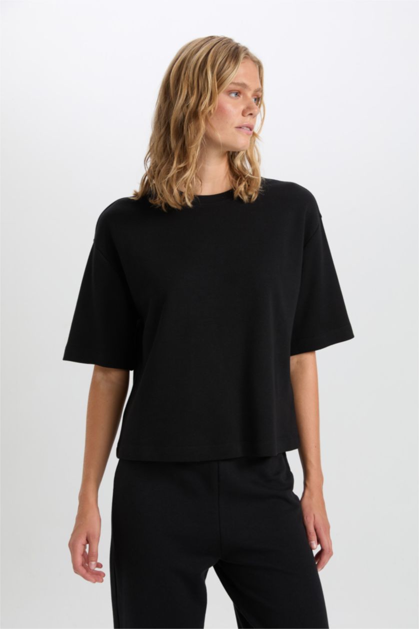 WOMAN Black Relax Fit Short Sleeve T-Shirt