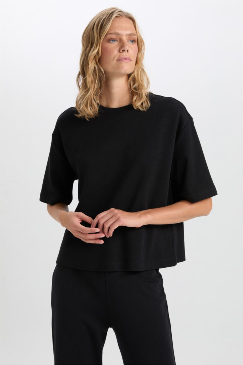 WOMAN Black Relax Fit Short Sleeve T-Shirt