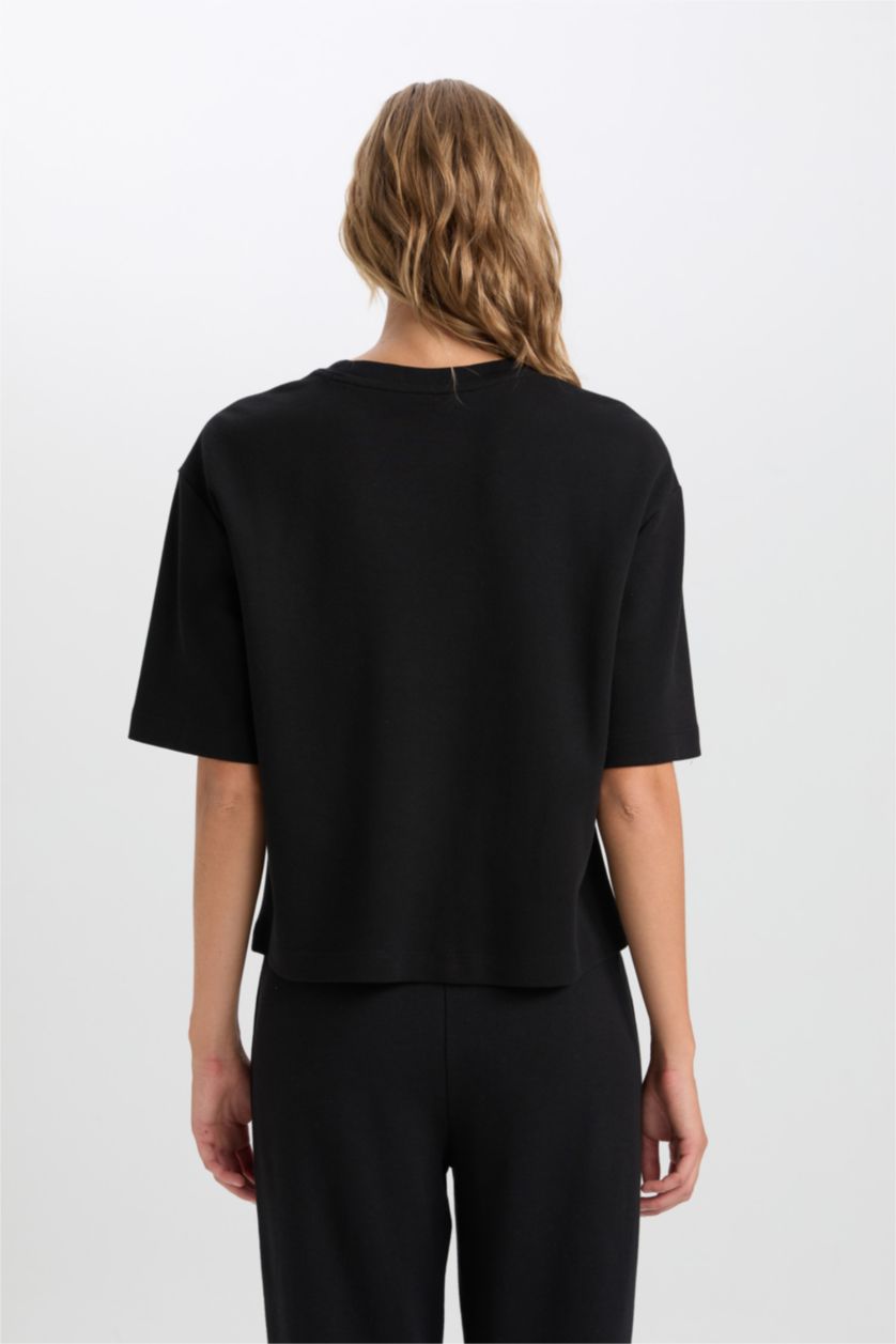 WOMAN Black Relax Fit Short Sleeve T-Shirt