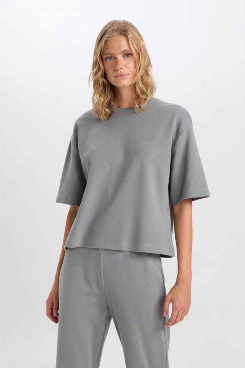 WOMAN Light Grey Relax Fit Short Sleeve T-Shirt