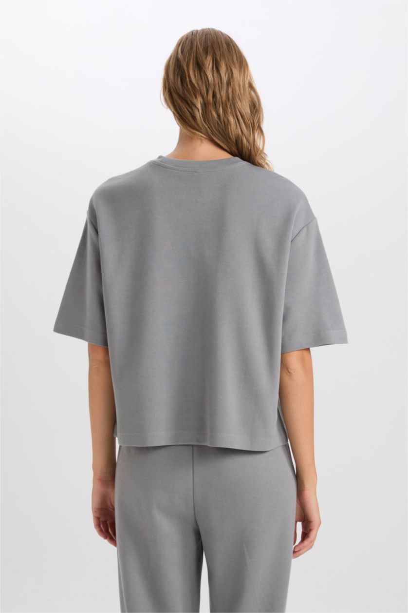 WOMAN Light Grey Relax Fit Short Sleeve T-Shirt