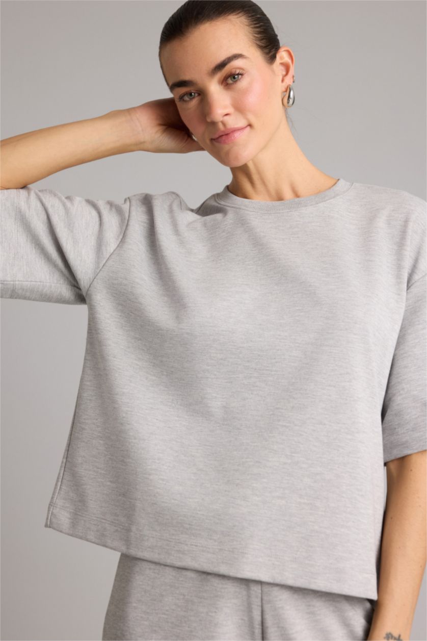 حريمي ميلانج رمادي Woman Short Sleeve T-Shirt