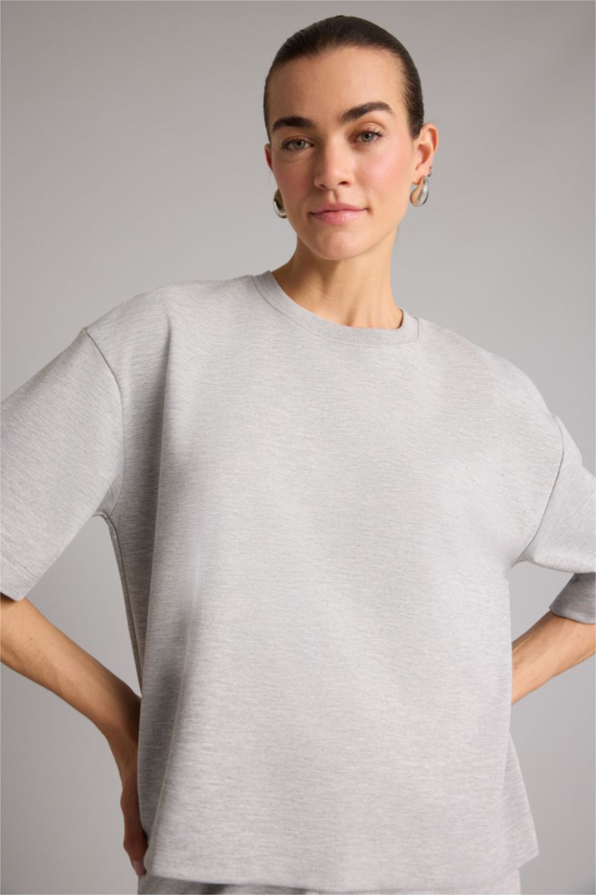 حريمي ميلانج رمادي Woman Short Sleeve T-Shirt