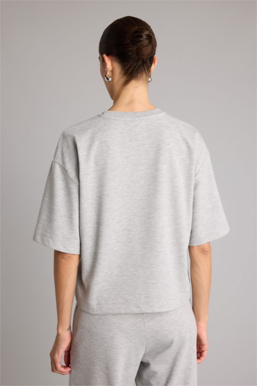 حريمي ميلانج رمادي Woman Short Sleeve T-Shirt