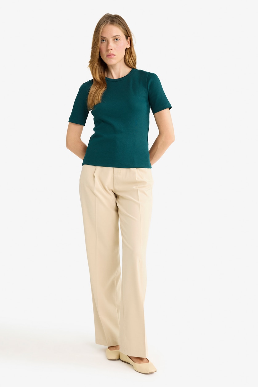 حريمي أخضر غامق Slim Fit Camisole Short Sleeve T-Shirt