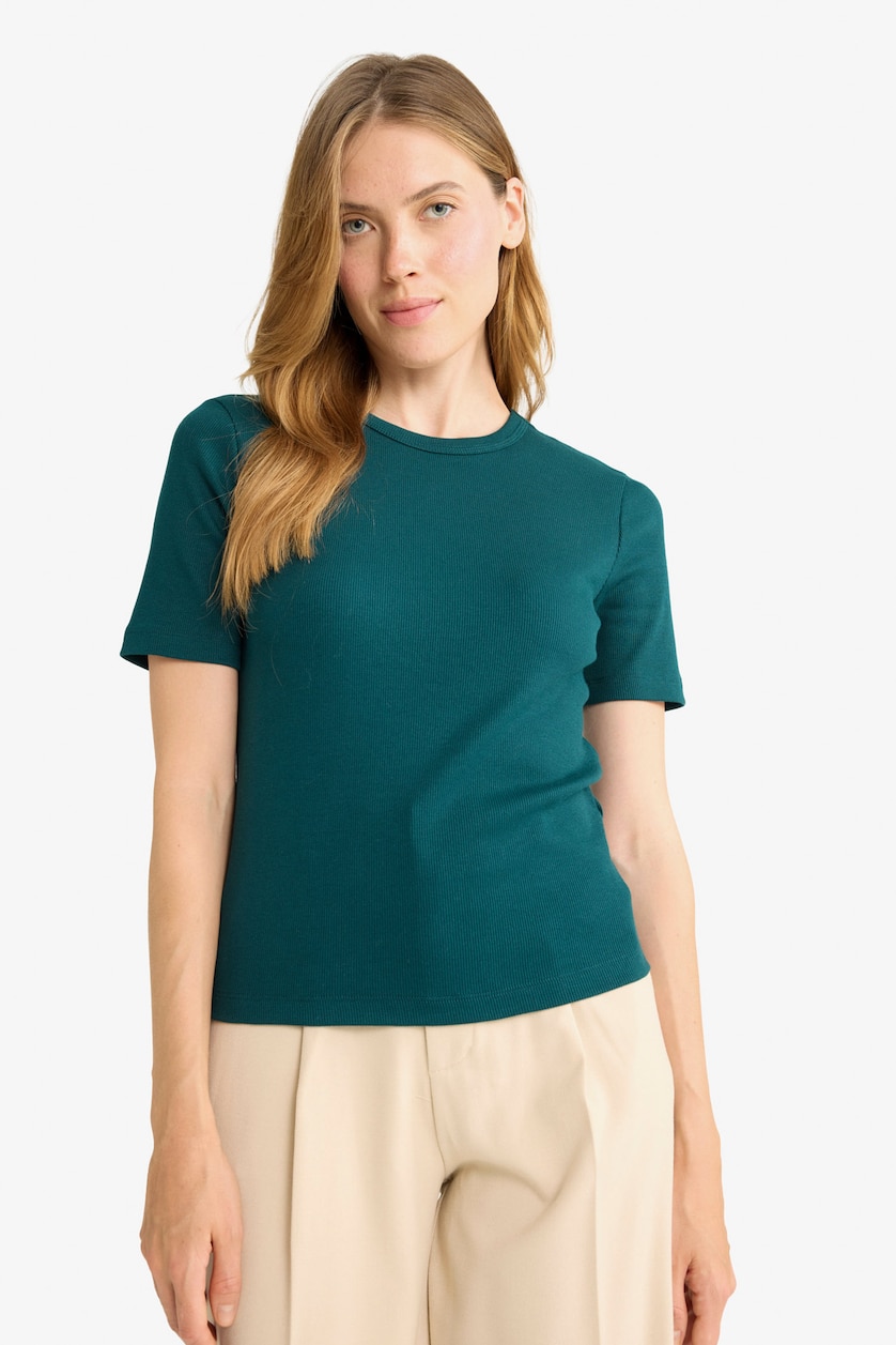 حريمي أخضر غامق Slim Fit Camisole Short Sleeve T-Shirt