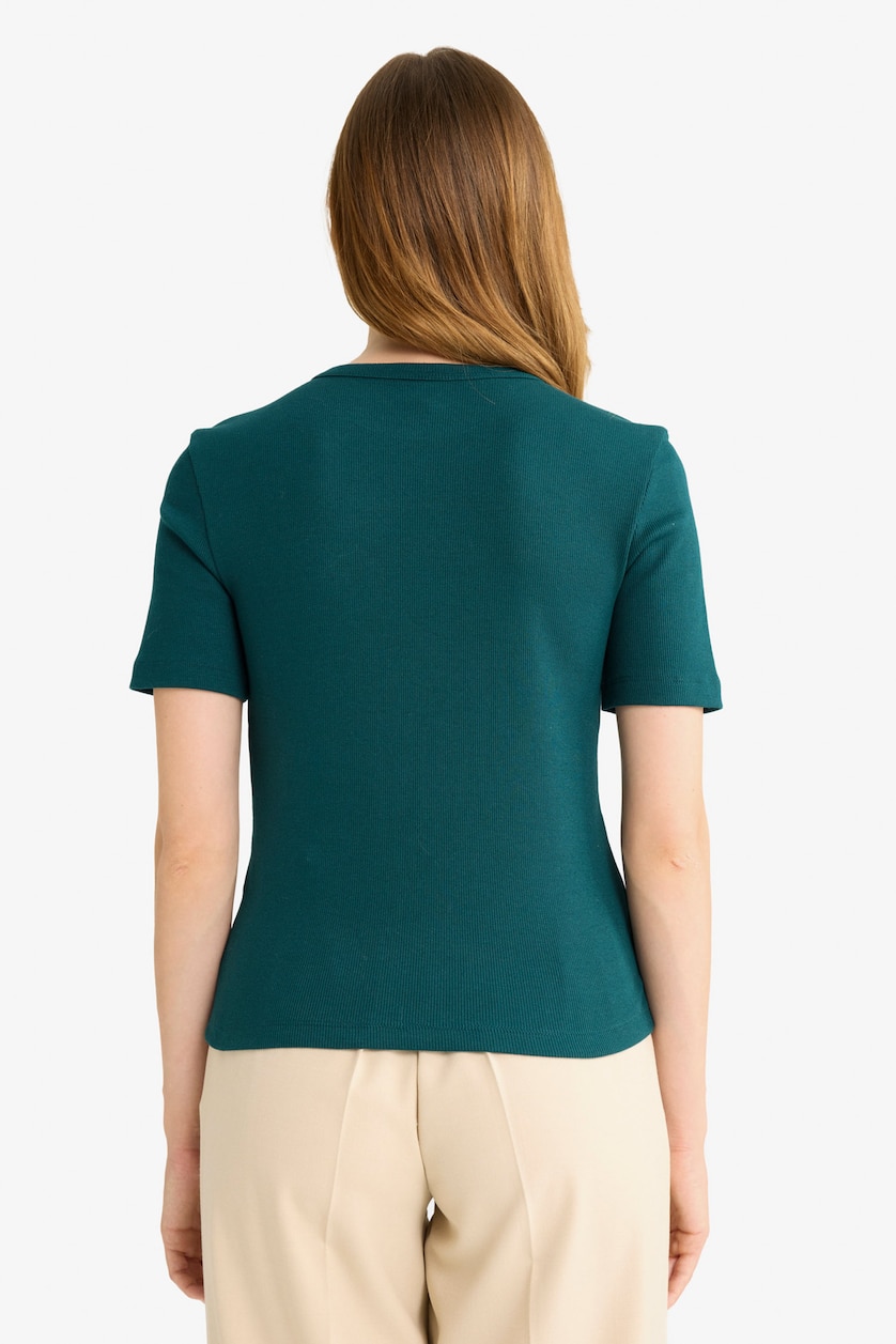 حريمي أخضر غامق Slim Fit Camisole Short Sleeve T-Shirt