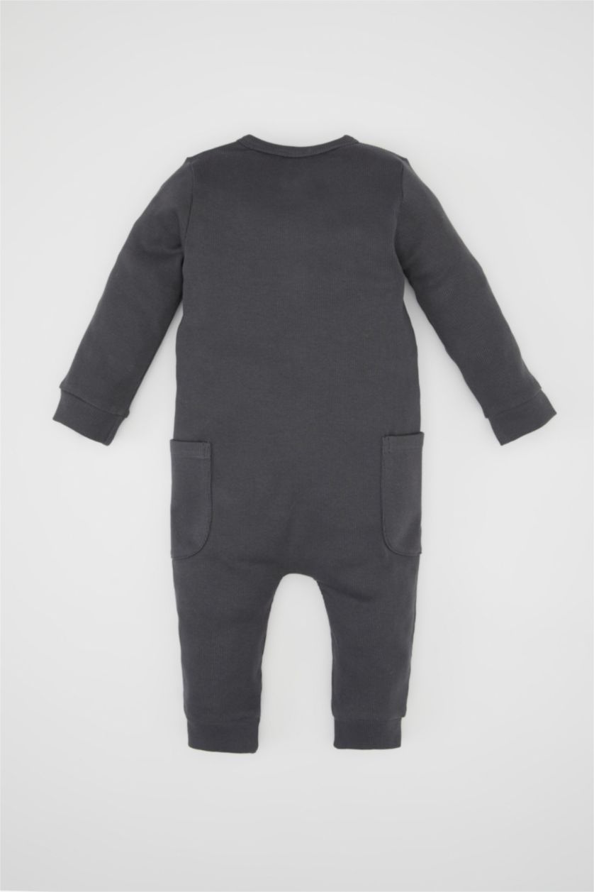 BABY GIRL Anthracite Baby Boy Newborn Buttoned Pocketed Corduroy Jumpsuit