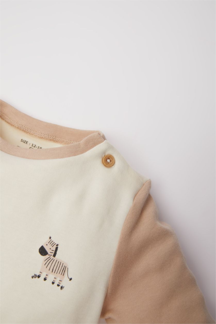 BABY GIRL White Baby Boy Printed Long Sleeve T-Shirt Vest Bottom 3 Piece Set