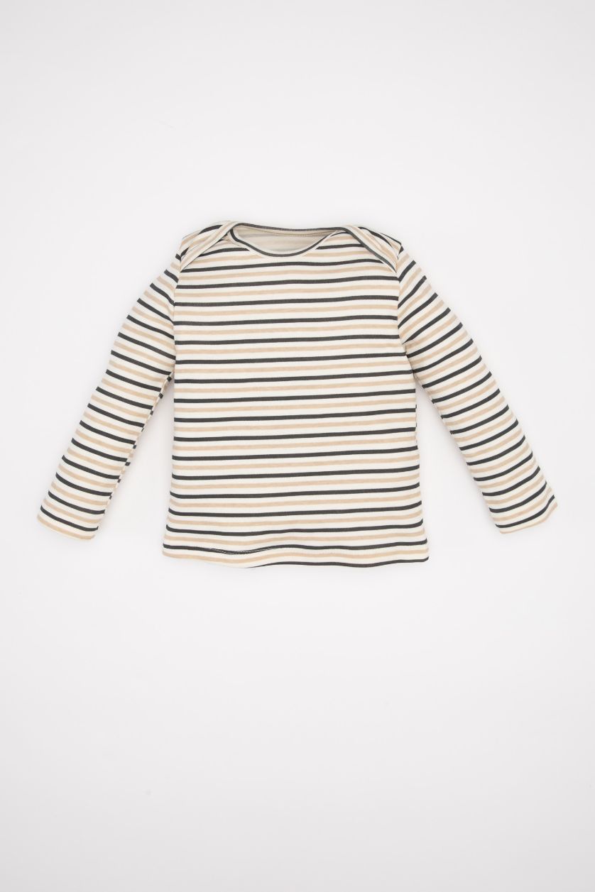 BÉBÉ GARÇON Blanc Ensemble de Salopette en Jean à motif Zèbre et T-shirt rayé à manches longues pour BéBé Garçon