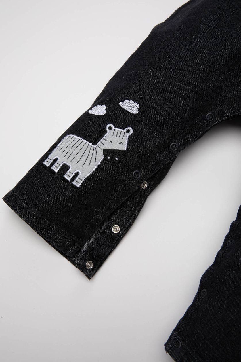 BÉBÉ GARÇON Blanc Ensemble de Salopette en Jean à motif Zèbre et T-shirt rayé à manches longues pour BéBé Garçon