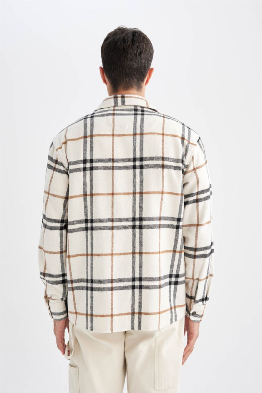 رجالي بيج فاتح قميص بولو كاروهات قصة عادية كم طويل