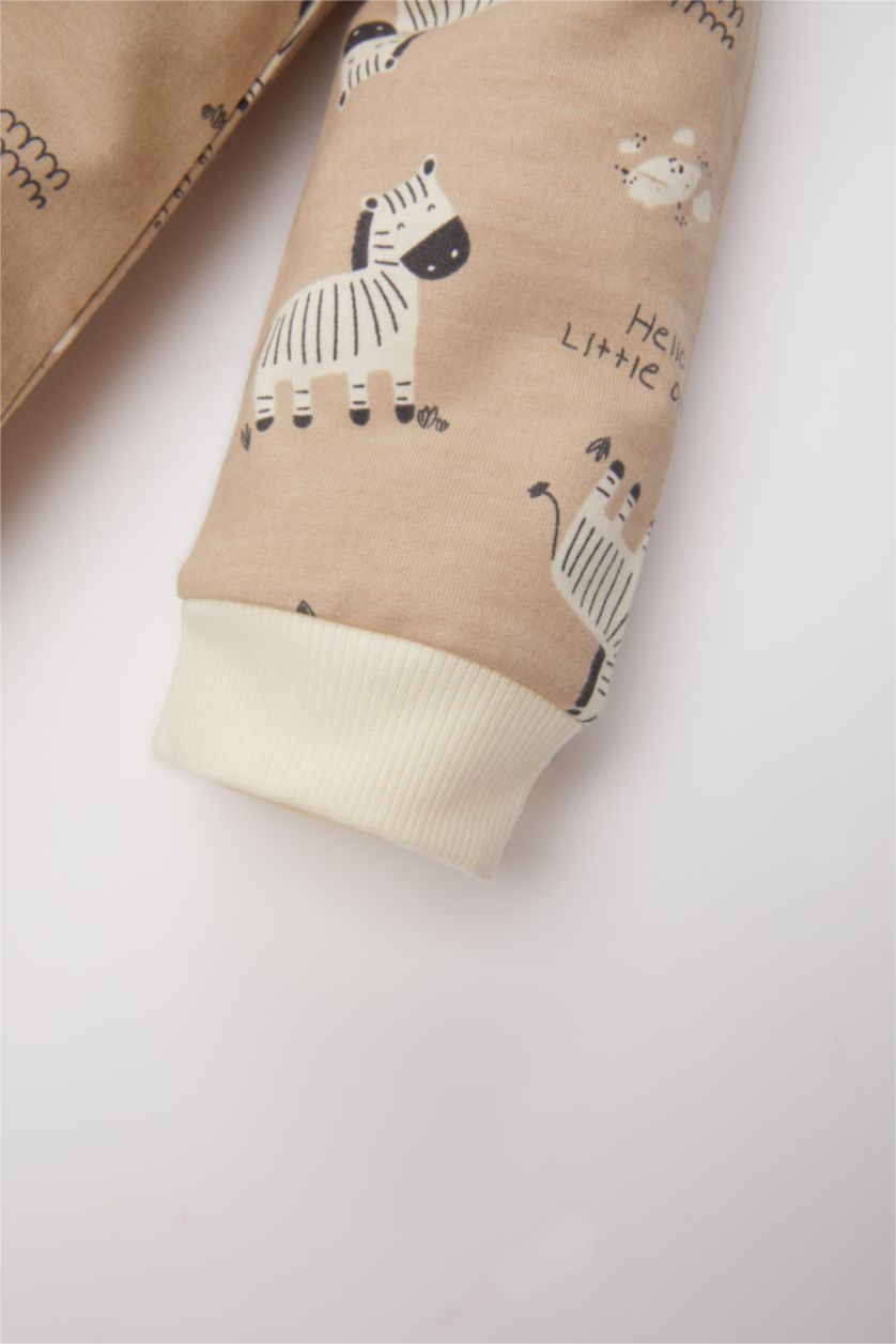 BABY GIRL Beige Baby Boy Newborn Zebra Patterned Jumpsuit