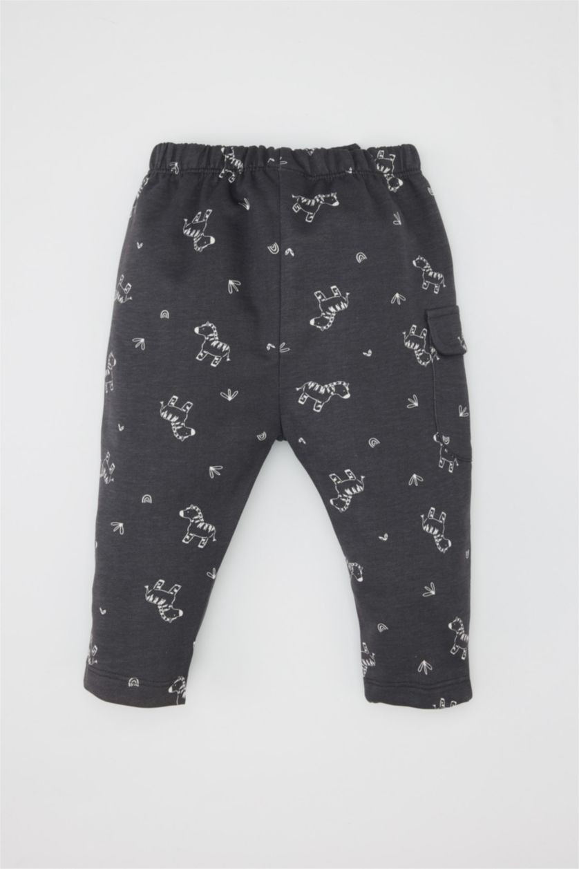 BABY GIRL Anthracite Baby Boy Regular Fit Zebra Patterned Elastic Waist Sweatpants