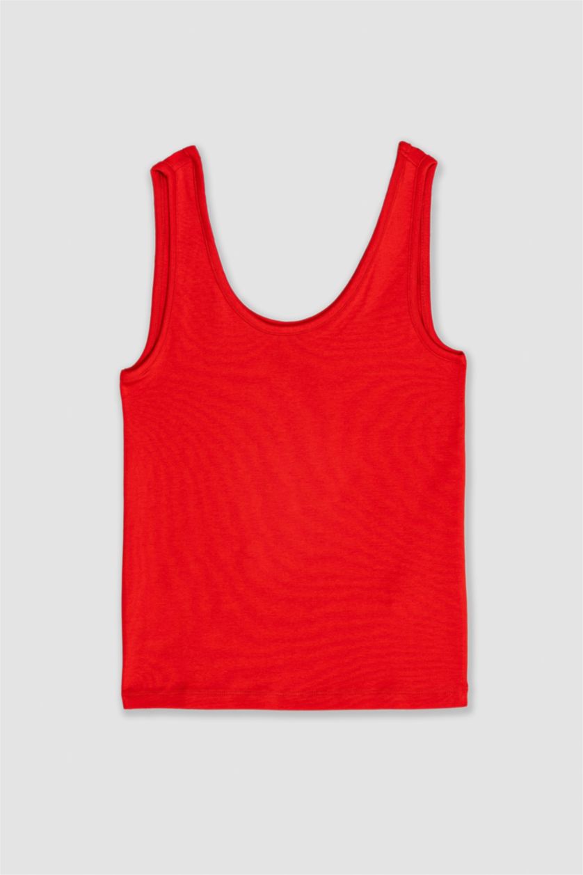 نساء أحمر ديباردور مضلع سليم فيت بياقة مستديرة بيزك