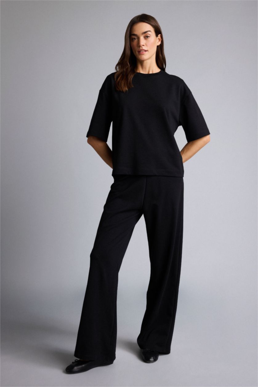 WOMAN Black Straight Fit Basic Trousers