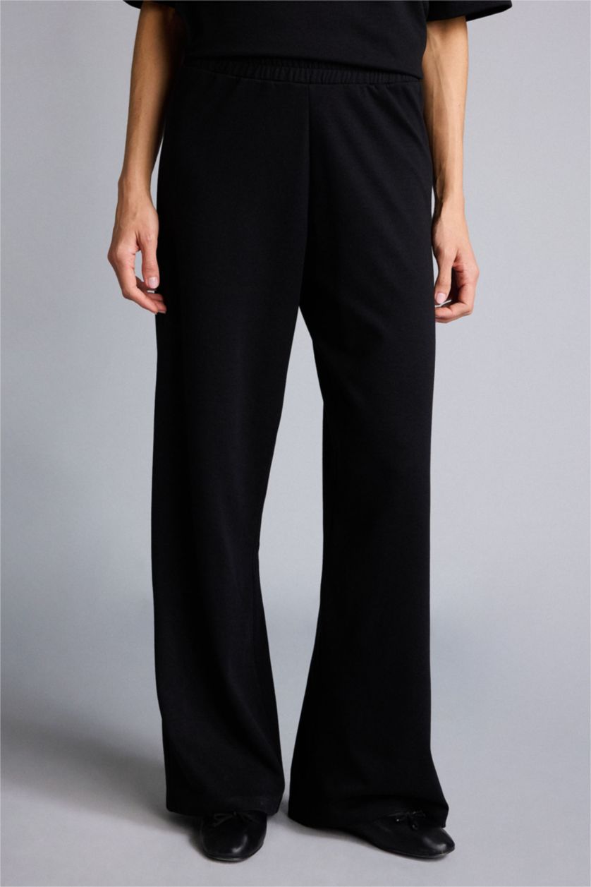 WOMAN Black Straight Fit Basic Trousers
