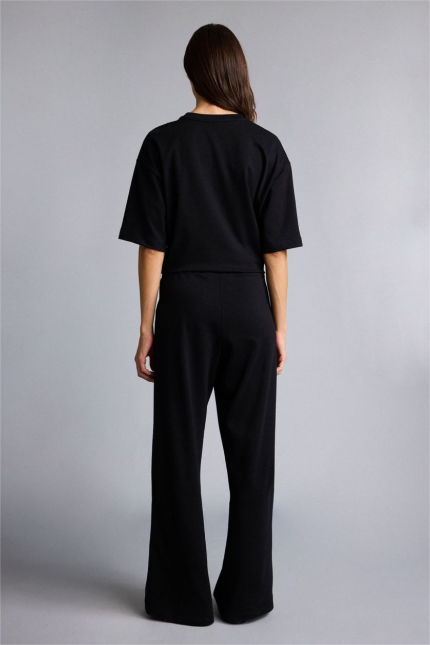 WOMAN Black Straight Fit Basic Trousers
