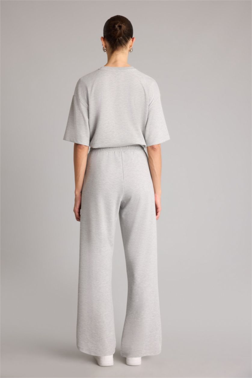 WOMAN Grey Melange Straight Fit Basic Trousers