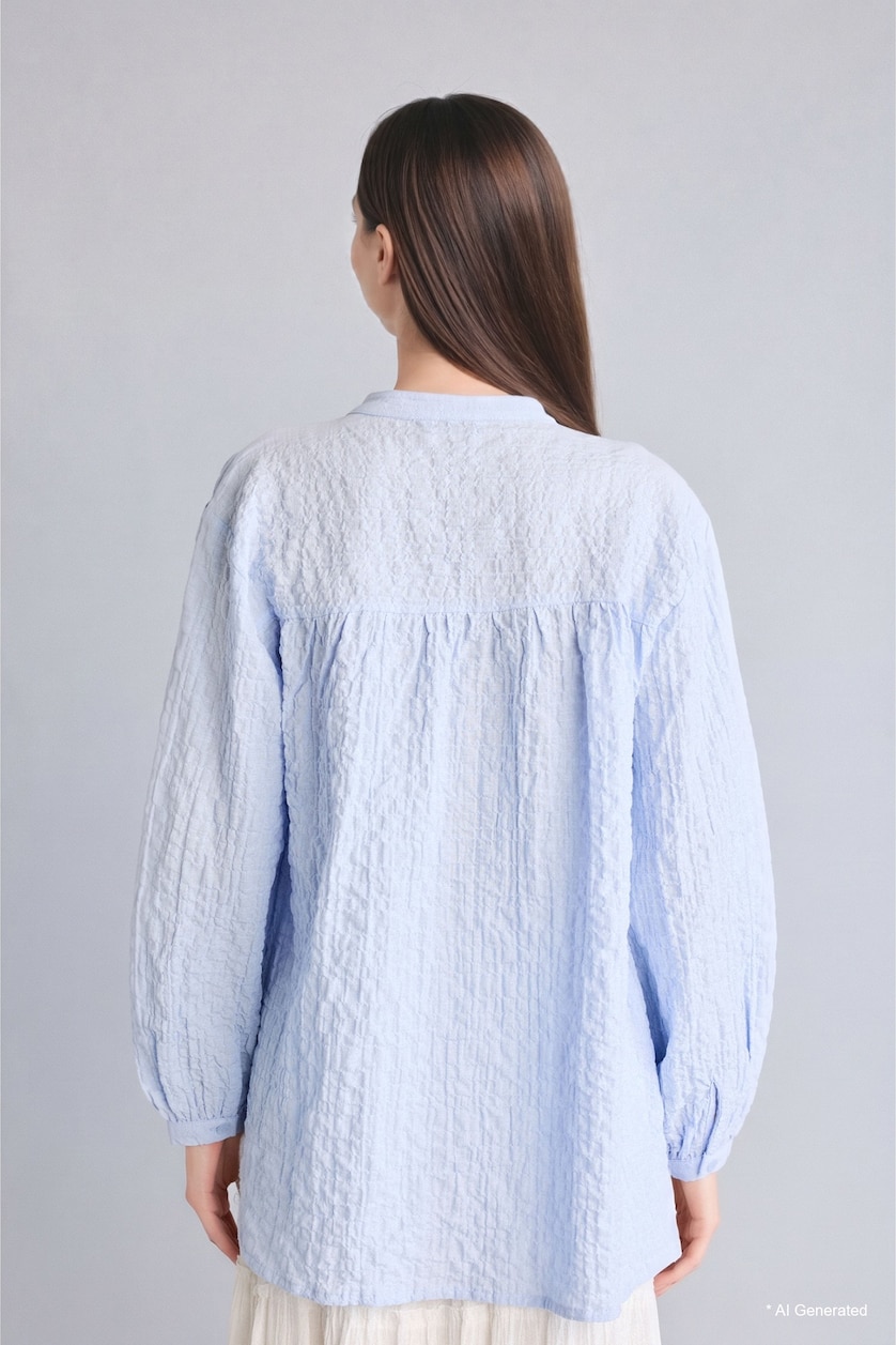 Kadın Açık Mavi Relaxed Fit Uzun Kollu Tunik