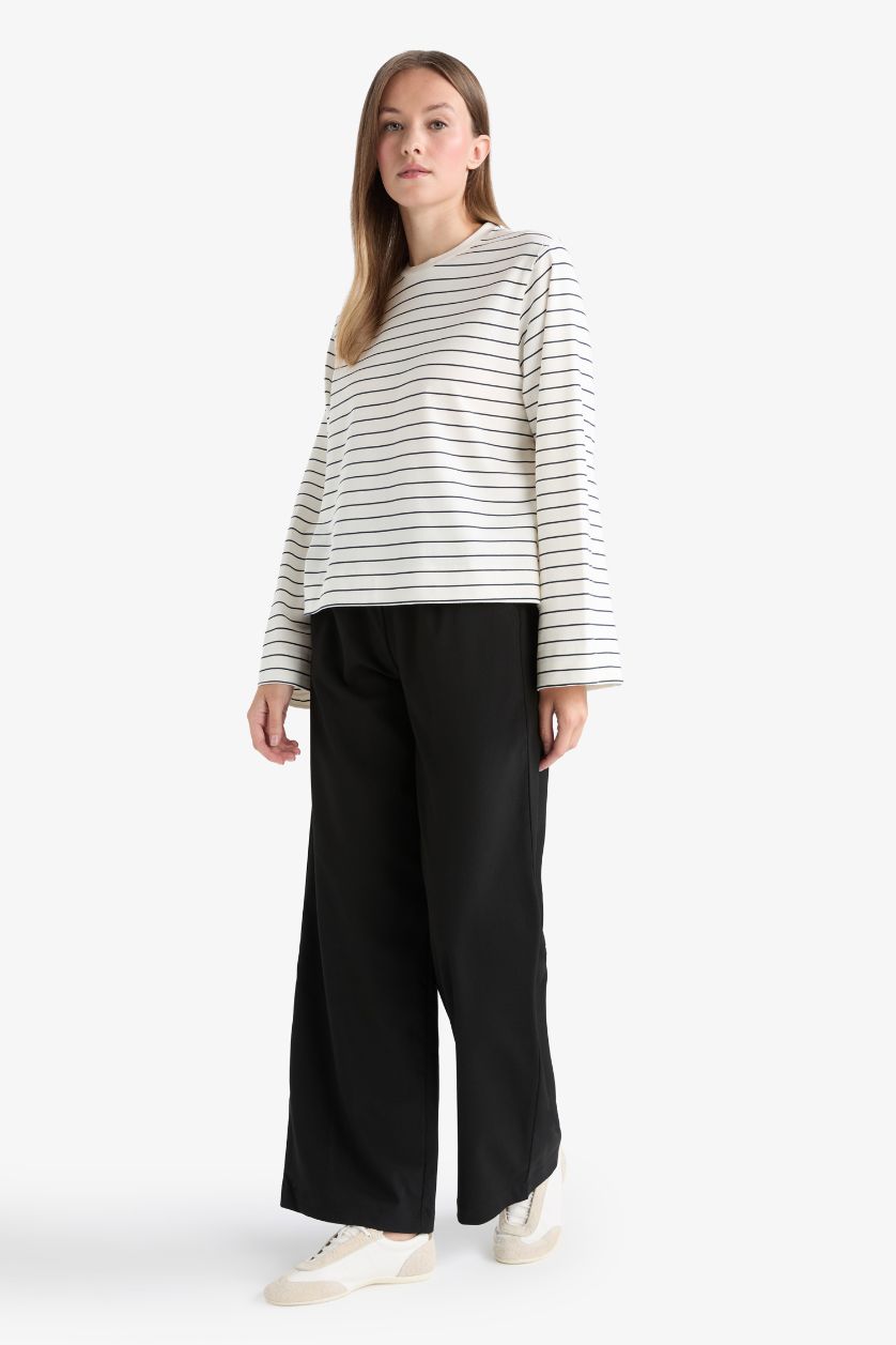 Kadın Siyah Wide Leg Geniş Bol Paça Pantolon