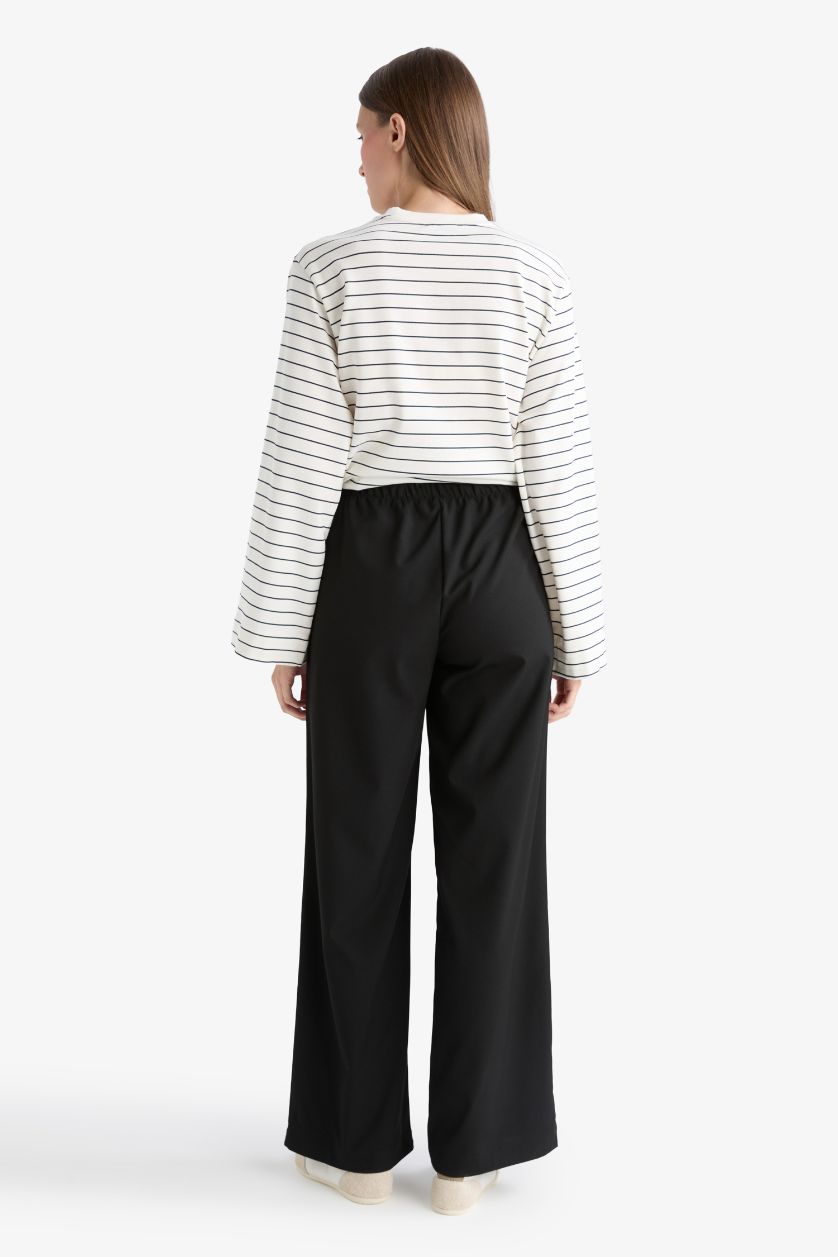 Kadın Siyah Wide Leg Geniş Bol Paça Pantolon